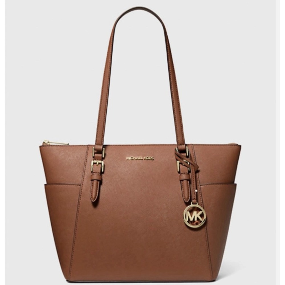 Michael Kors Charlotte Large Saffiano Leather Top-Zip Tote Bag 35T0GCFT7L